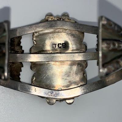 Native American Pawn Silver and Turquoise Cuff Bracelet