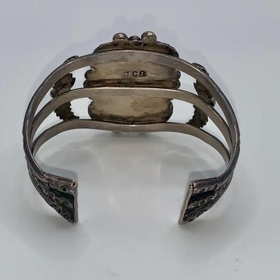 Native American Pawn Silver and Turquoise Cuff Bracelet