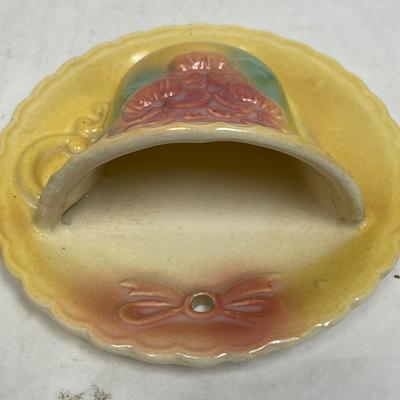 Vintage Hull Pottery USA Sunglow Tea Cup Wall pocket yellow & pink