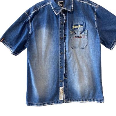 Phatfarm blue denim short sleeve shirt. L