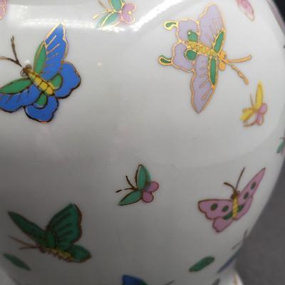 11" Porcelain Butterfly Ginger Jar Urn