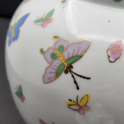 11" Porcelain Butterfly Ginger Jar Urn