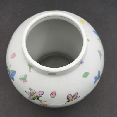 11" Porcelain Butterfly Ginger Jar Urn