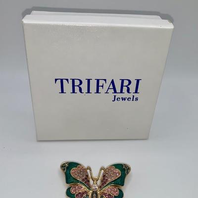 Trifari Costume Jewelry Butterfly Pin/Brooch W/Box
