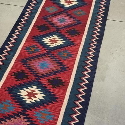 Vintage Southwest Kilim Woven Rug Runner 10' x 3'