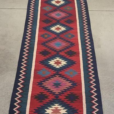 Vintage Southwest Kilim Woven Rug Runner 10' x 3'
