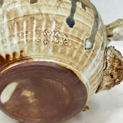 Vintage French Mid Century Relief Clay Studio Pottery Fish Sea Theme Vase