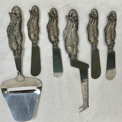 Fish Themed Stainless Steel Charcuterie Cheese cutters and spreaders