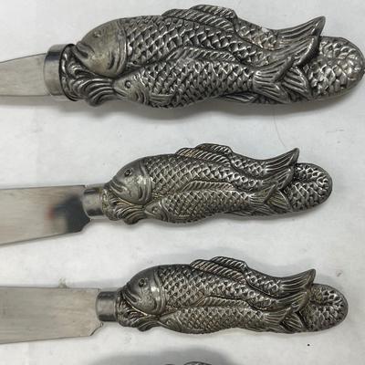 Fish Themed Stainless Steel Charcuterie Cheese cutters and spreaders