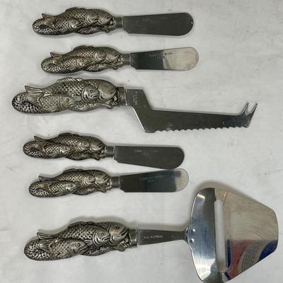 Fish Themed Stainless Steel Charcuterie Cheese cutters and spreaders
