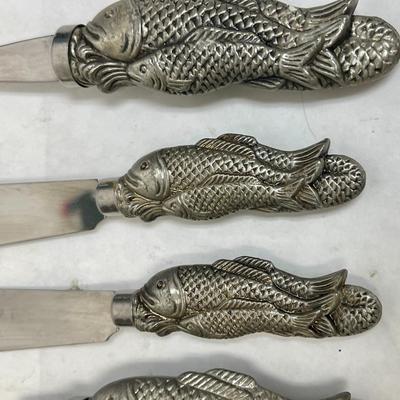 Fish Themed Stainless Steel Charcuterie Cheese cutters and spreaders