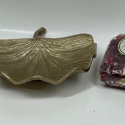 Gold Leaf Palm Frond Dish with Potpourri