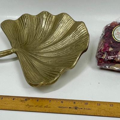 Gold Leaf Palm Frond Dish with Potpourri