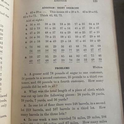 Old World History book and arithmetic