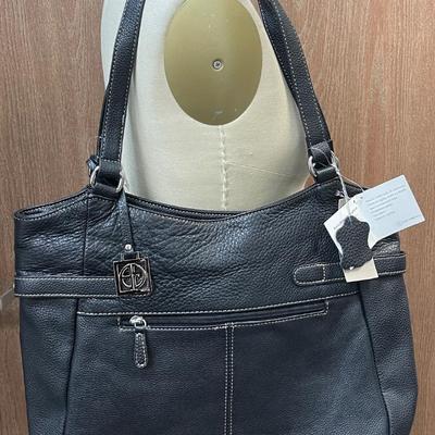 GIANI BERNINI Genuine Leather Vintage Black Shoulder Bag Purse