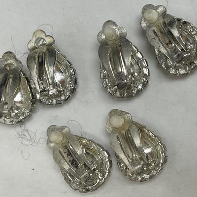 3 Sets of Teardrop Clip-on Earrings