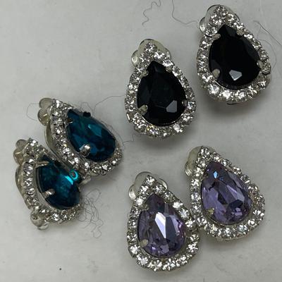 3 Sets of Teardrop Clip-on Earrings