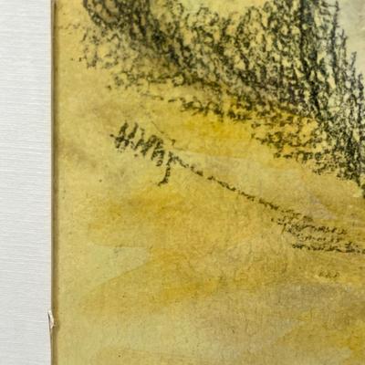 Framed Vintage Artwork, Sketch of Nude Woman Lying on her side, yellow background