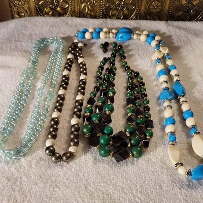 4 BEADED NECKLACES
