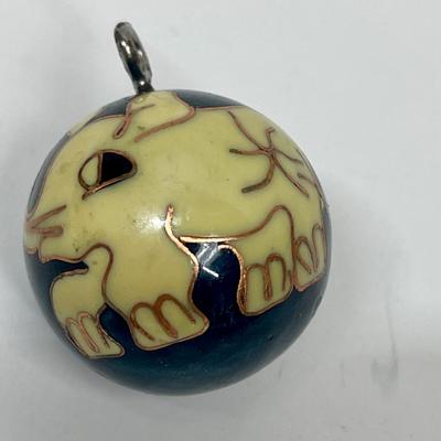 Cloisonne Enamel Elephant Harmony Chime Ball Pendant Round