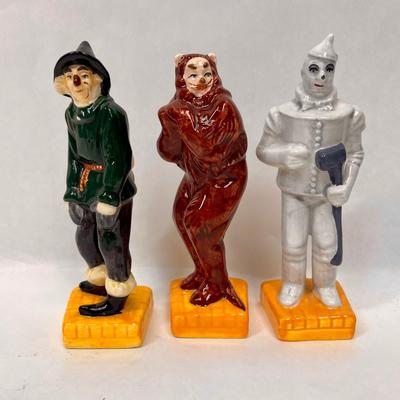 3 Ceramic Wizard Of Oz Salt and Pepper Shaker Figurines