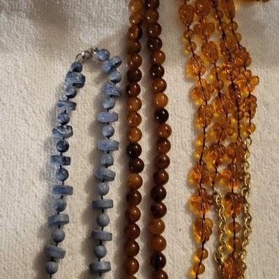SARAH COVENTRY, THREE BEADED NECKLACES AND TWO CHAIN NECKLACES