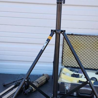 Camera case, lens, tripods and Tasco 3701 spotting scope