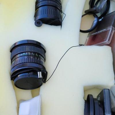 Camera case, lens, tripods and Tasco 3701 spotting scope