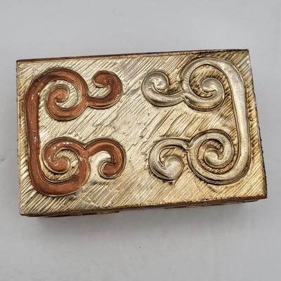 Copper & Wood Box With Various Pendant-Style Necklaces