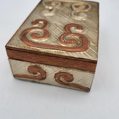 Copper & Wood Box With Various Pendant-Style Necklaces