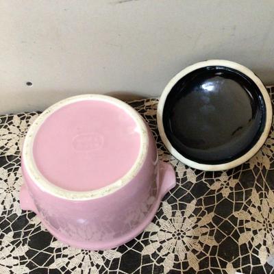 Lenox Set of Two Vases and Pink and Black Small Casserole