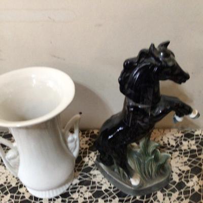 Beam Horse Liquor Decanter Abington Large White Pottery Flower Vase