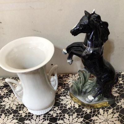 Beam Horse Liquor Decanter Abington Large White Pottery Flower Vase