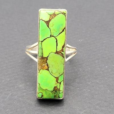 Southwest Long Green Turquoise Ring 7.3gr