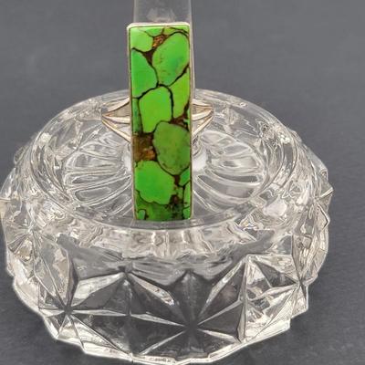 Southwest Long Green Turquoise Ring 7.3gr