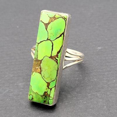 Southwest Long Green Turquoise Ring 7.3gr