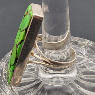 Southwest Long Green Turquoise Ring 7.3gr