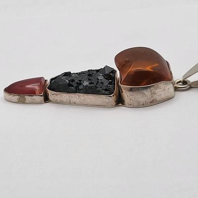 Amazing Large Three Stone Pendant 925