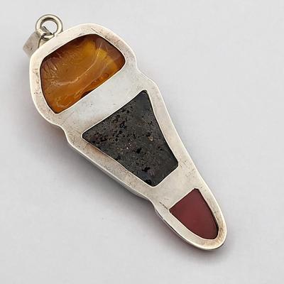 Amazing Large Three Stone Pendant 925