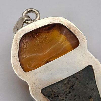 Amazing Large Three Stone Pendant 925