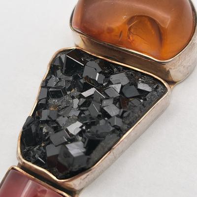 Amazing Large Three Stone Pendant 925
