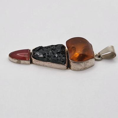 Amazing Large Three Stone Pendant 925