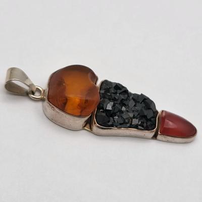Amazing Large Three Stone Pendant 925