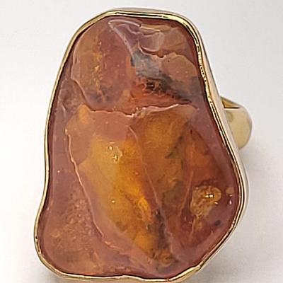 Large Natural Amber Modernist Ring