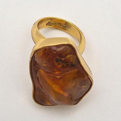 Large Natural Amber Modernist Ring