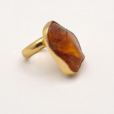 Large Natural Amber Modernist Ring