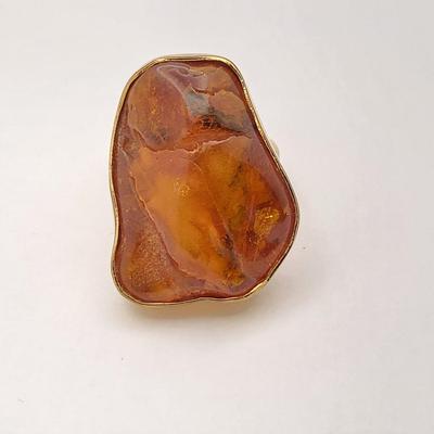Large Natural Amber Modernist Ring