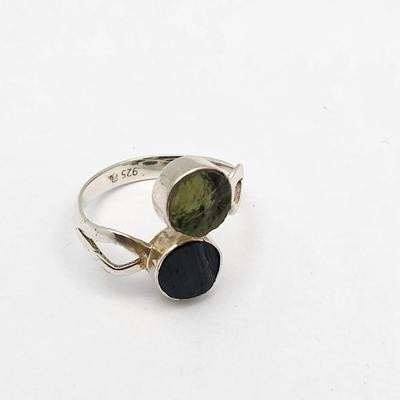 Two Rings - Green Kyanite, Black Tourmaline w/Green Moldavite 11.9gr