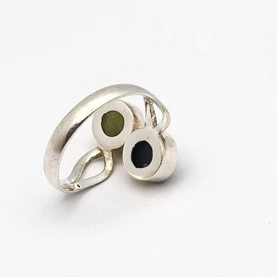 Two Rings - Green Kyanite, Black Tourmaline w/Green Moldavite 11.9gr