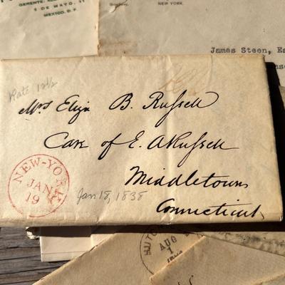 Antique Lot 1800’s Stamped Letters Ephemera - Earliest 1827